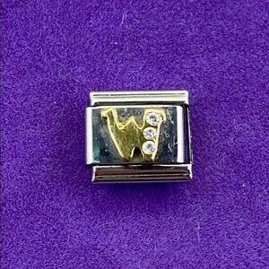 💛 Y2K Zoppini Gold ‘W’ Initial w/ Crystal Link Charm